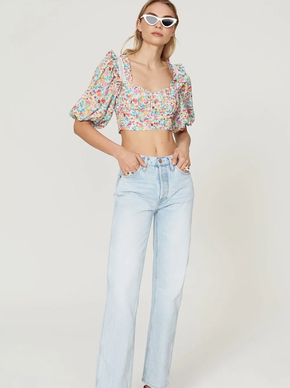 For Love and Lemons Floral Claude Crop Top‎